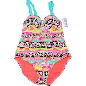Bongo Push-Up Monokini One-Piece Swimsuit Multicolor Floral Small